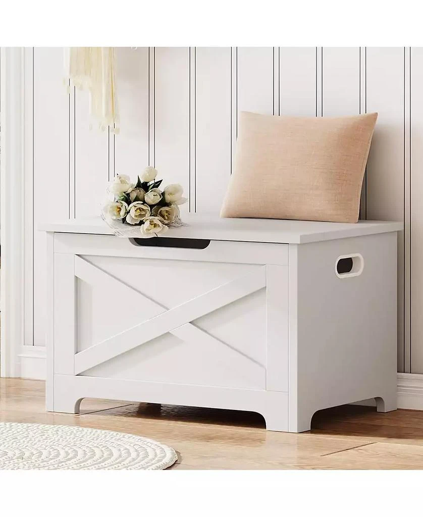 gaomon 23.6" Storage Chest, Wooden Storage Bench with Safety Hinge, Easy Assembly, Large Toy Chest for Entryway