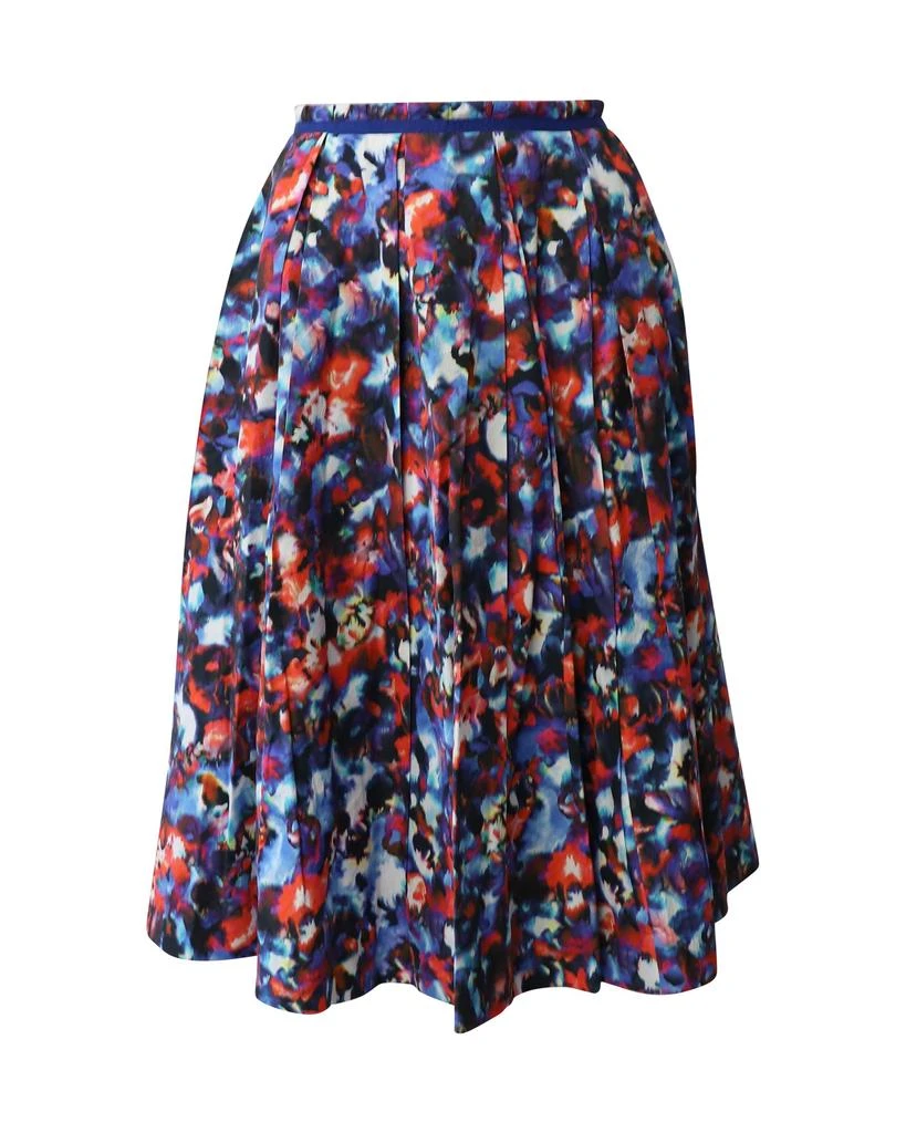 Saloni Abstract Print Midi Skirt in Multicolor Cotton 1