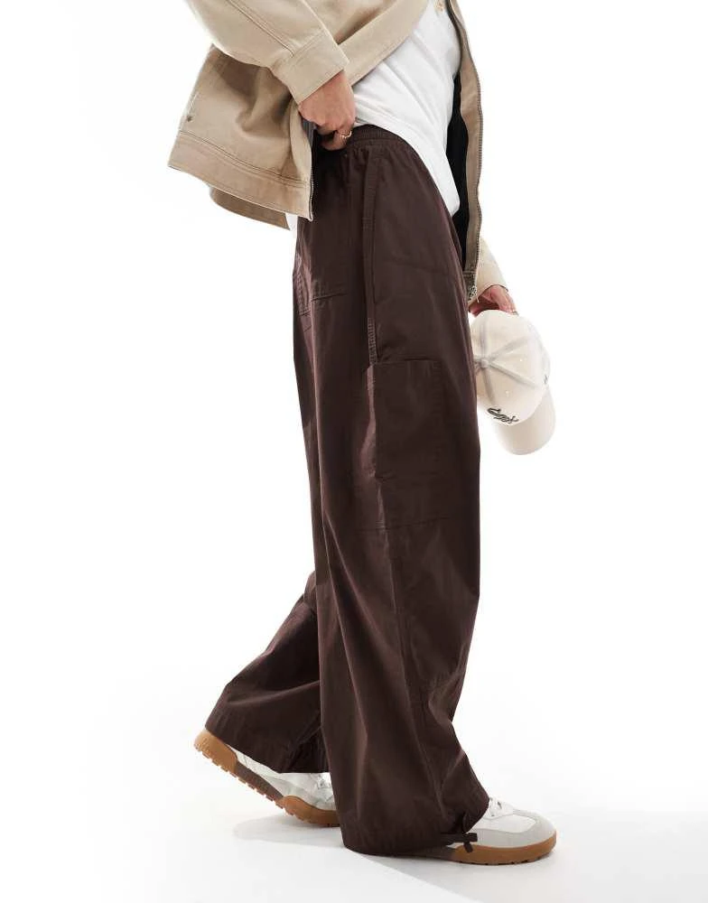 ASOS ASOS DESIGN super baggy cargo trousers with panel detailing in brown 2