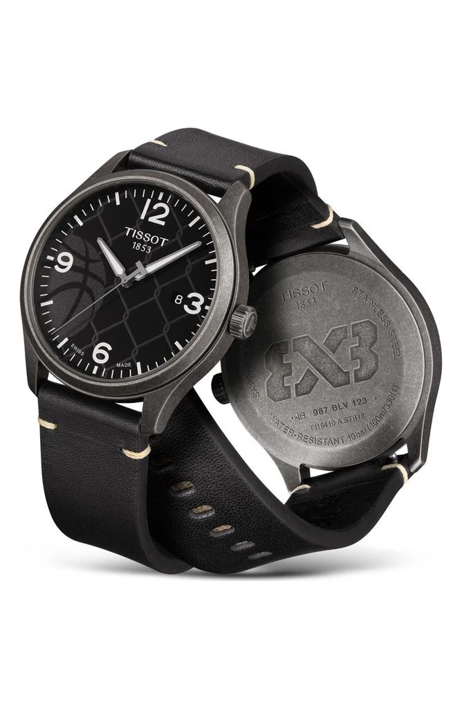 Tissot Men's Gent XL 3x3 Street Basketball Leather Strap Watch, 42mm 5