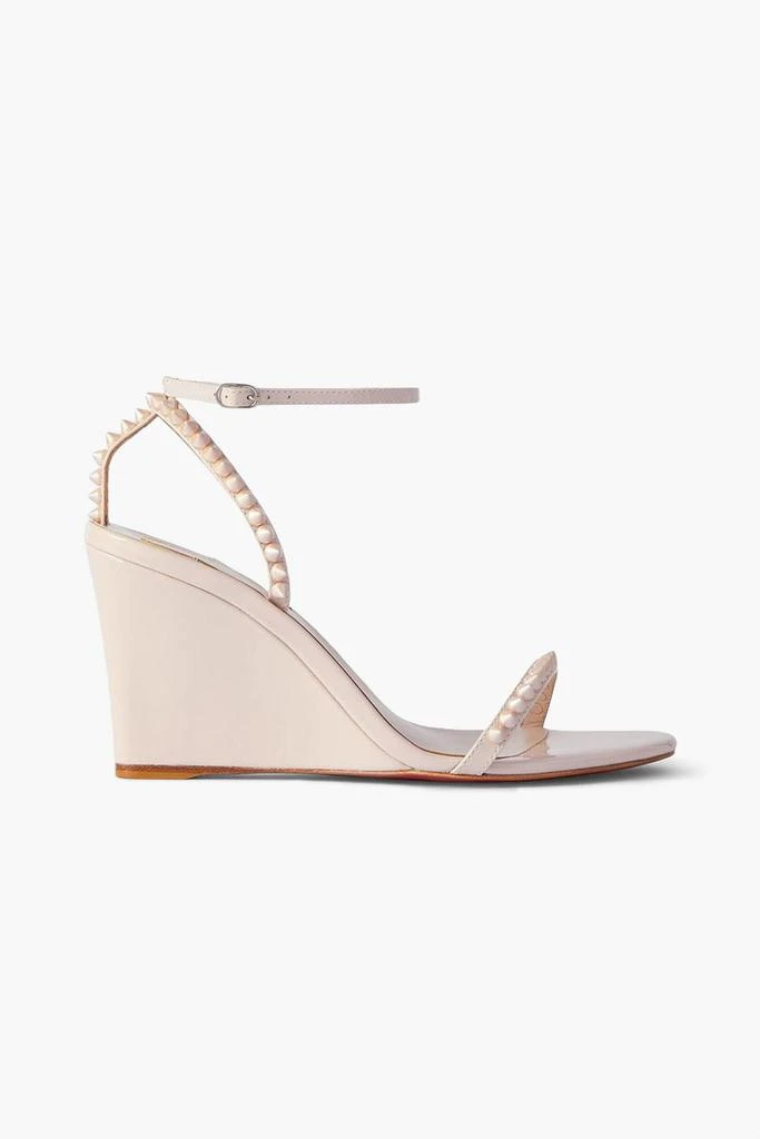 Christian Louboutin So Me 85 studded patent-leather wedge sandals 1