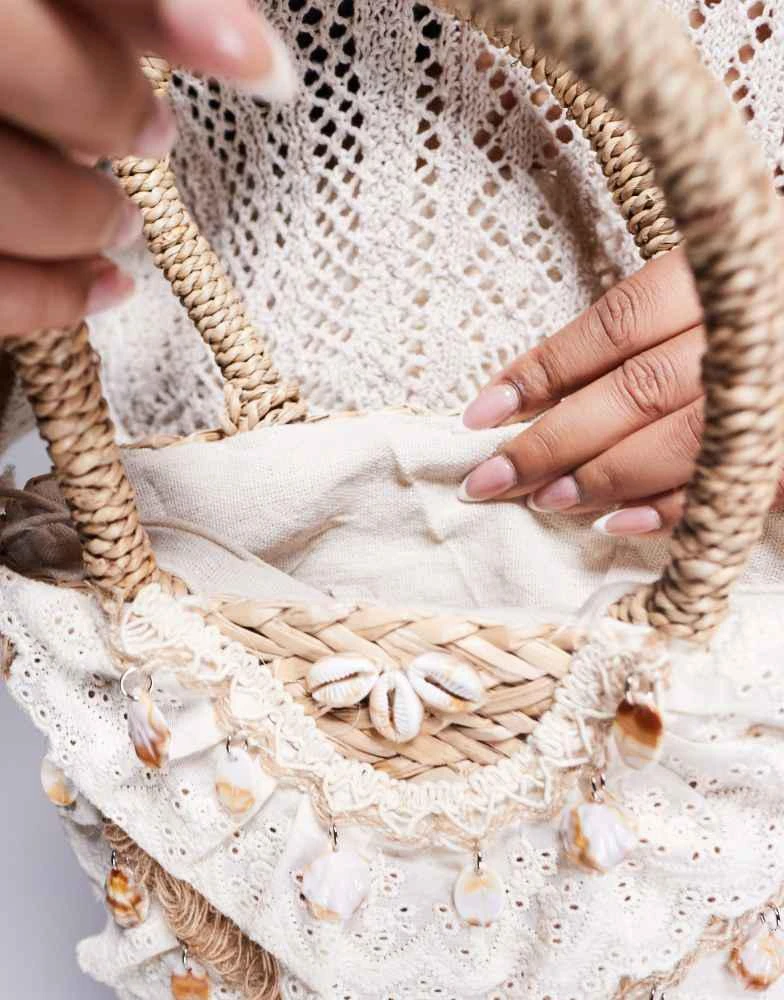 South Beach South Beach crochet and shell embellished mini grab bag 3
