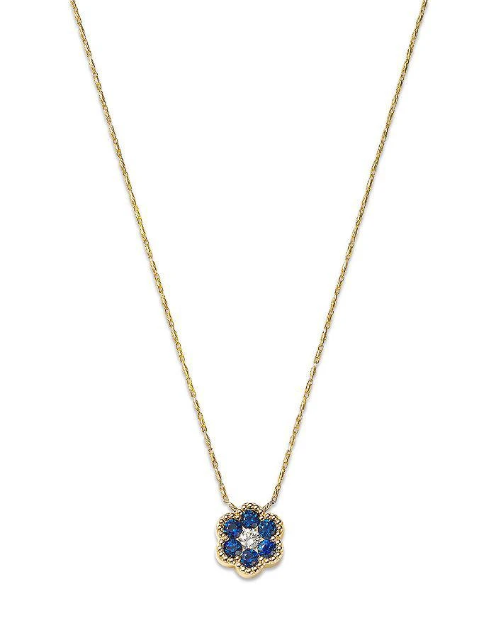 Bloomingdale
s Blue Sapphire
Diamond Flower Pendant Necklace in 14K Yellow Gold, 18"