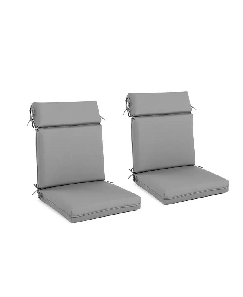 Aoodor 2Pcs Outdoor High Back Dining Chair Cushion Set, Fade and Water Resistant Polyester Fabric Cover with Ties and Zipper, 20'' × 37''