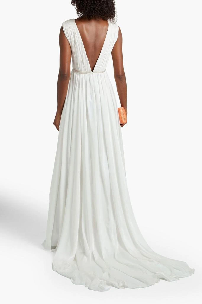 Theia Open-back bead-embellished silk crepe de chine bridal gown 3