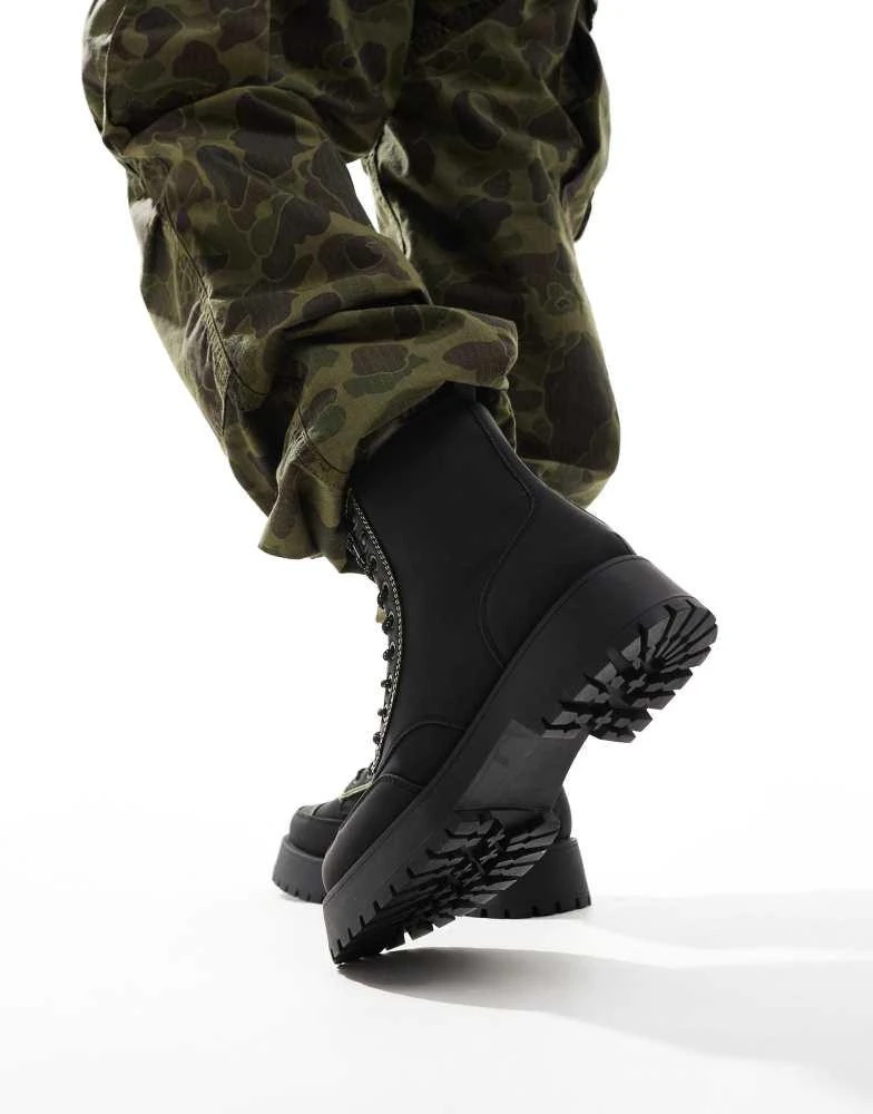 ASOS ASOS DESIGN lace up boots in black with chunky sole and contrast stitch 3
