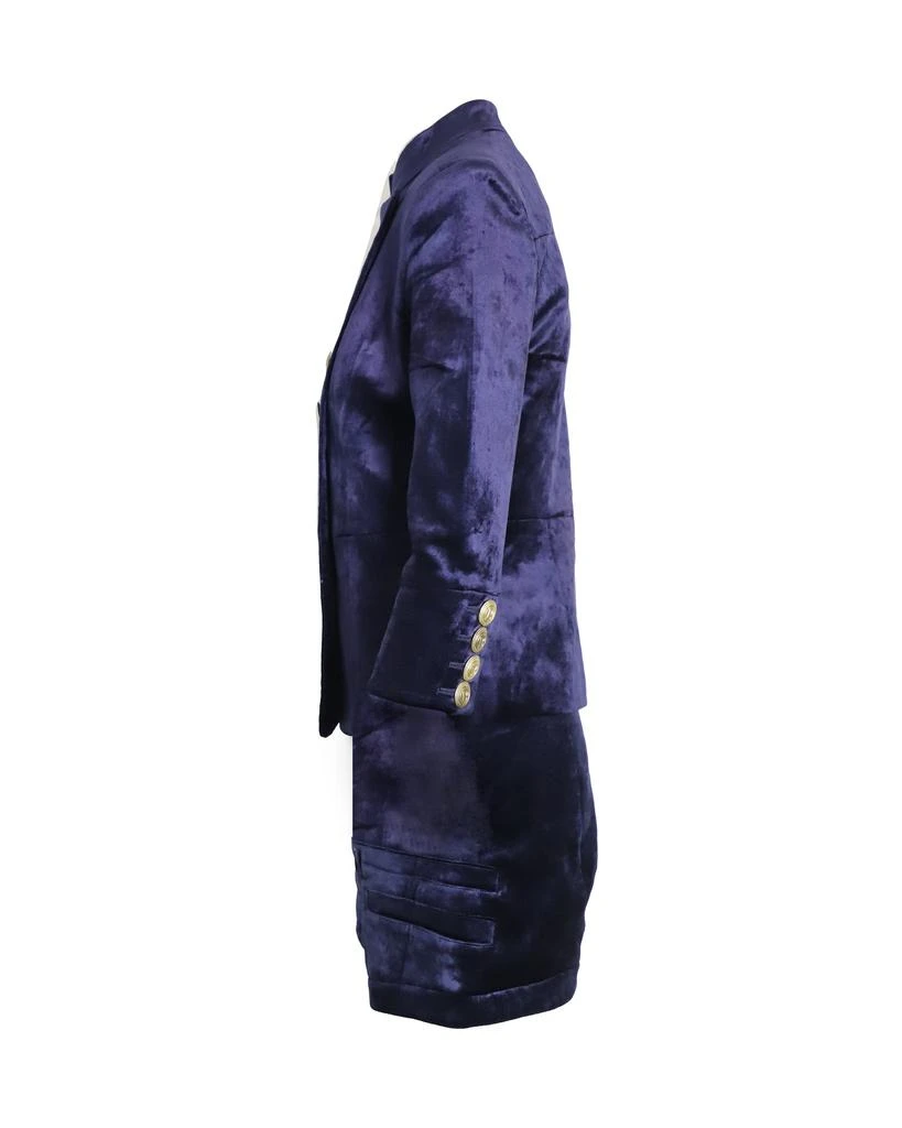 PIERRE BALMAIN Military Blazer and Shorts Set in Blue Velvet 3