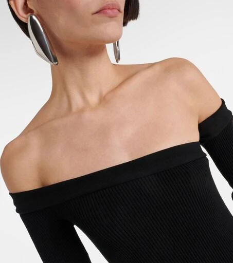 Jean Paul Gaultier Womens Black Glove asymmetric-neck knitted maxi dress L