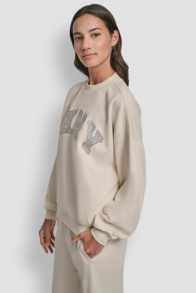 DKNY EXPLODED RHINESTONE VARISTY LOGO PULLOVER 3