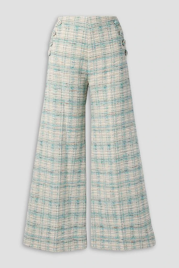 LISA MARIE FERNANDEZ Sailor checked cotton-blend tweed wide-leg pants 1