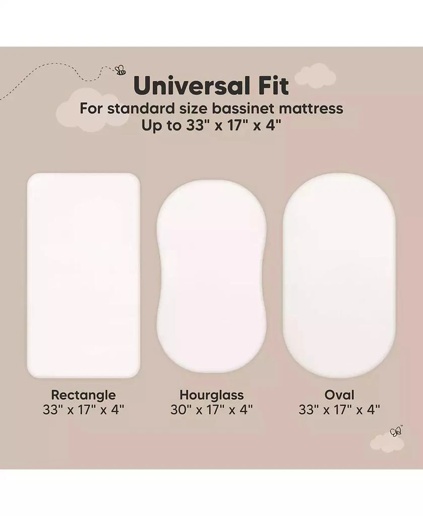 KeaBabies 2pk Soothe Waterproof Bassinet Sheets for Girls, Boys, 33x17 Universal Baby Bassinet Mattress Protector Cover 4
