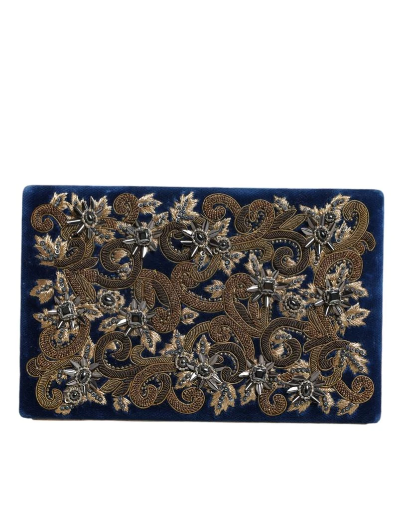 Dolce 
Gabbana Velvet gold Frame Clutch Evening Party Purse Women
s Bag