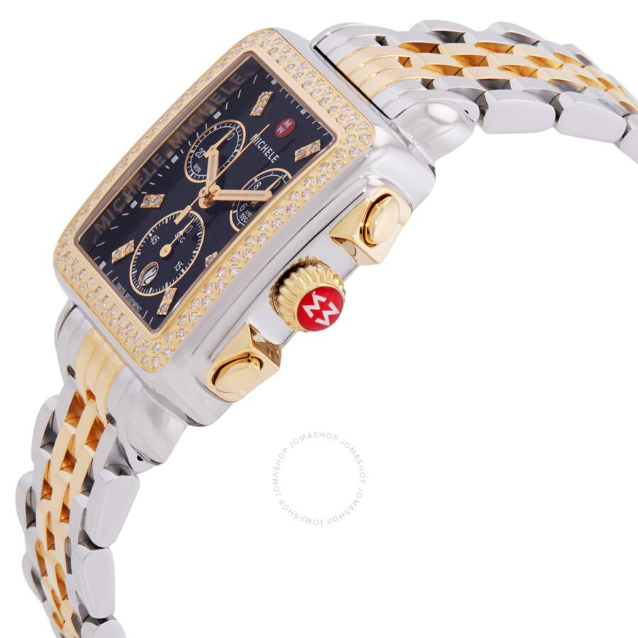 Michele Deco Chronograph Quartz Diamond Black Dial Ladies Watch MWW06A000808