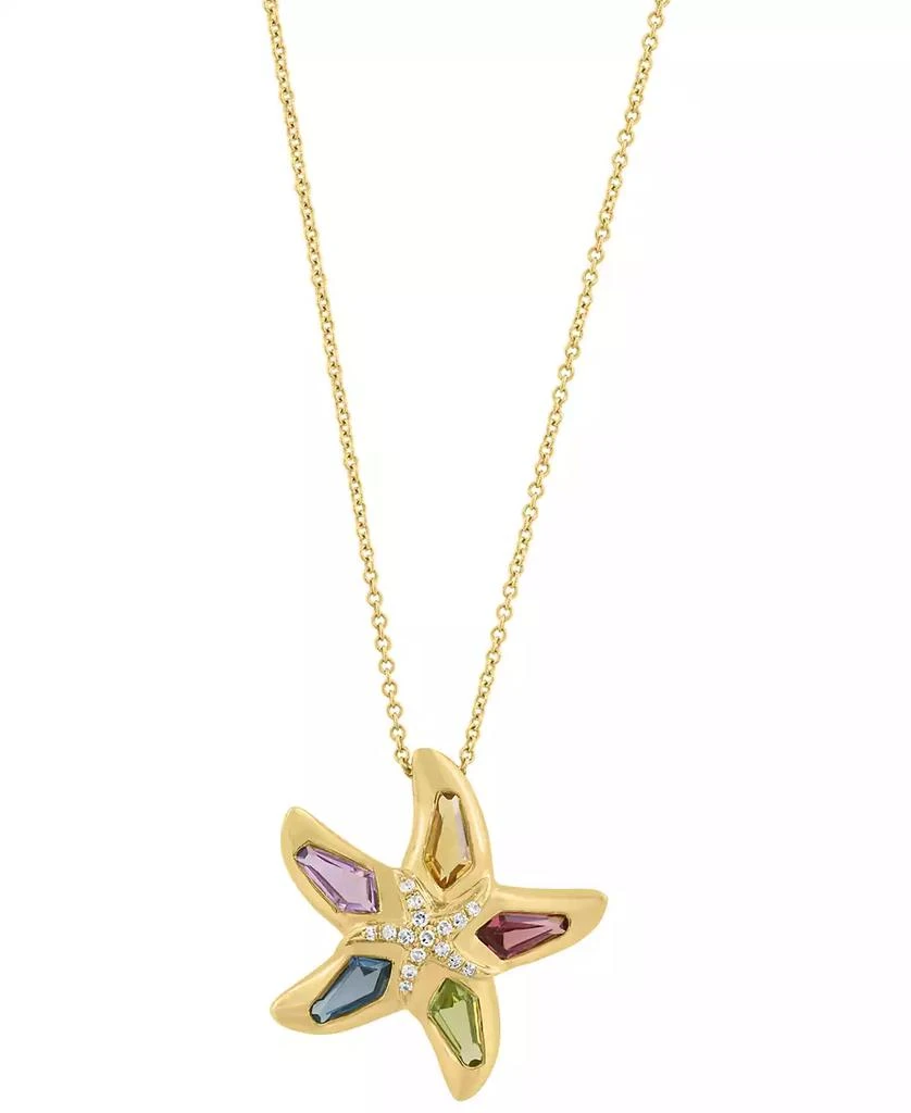 Effy Diamond (1/20 ct. t.w.) 
Multi Gemstones (1-1/5 ct. t.w.) Pendant Necklace in 14k Yellow Gold
