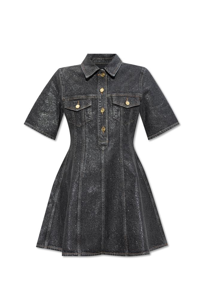 Ganni Ganni Shimmery Foil Denim Mini Dress - Dresses