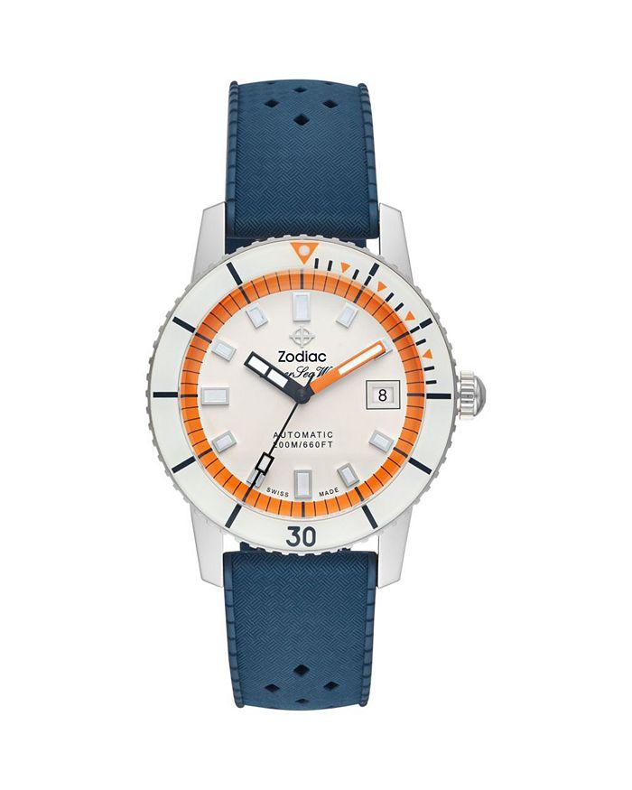 ZODIAC Compression Diver Automatic Rubber Strap Watch, 40mm