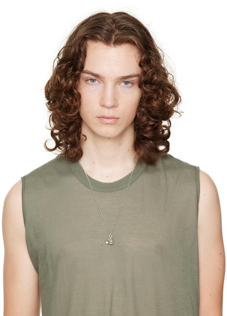 Emanuele Bicocchi Silver Pearl & Skull Pendant Necklace