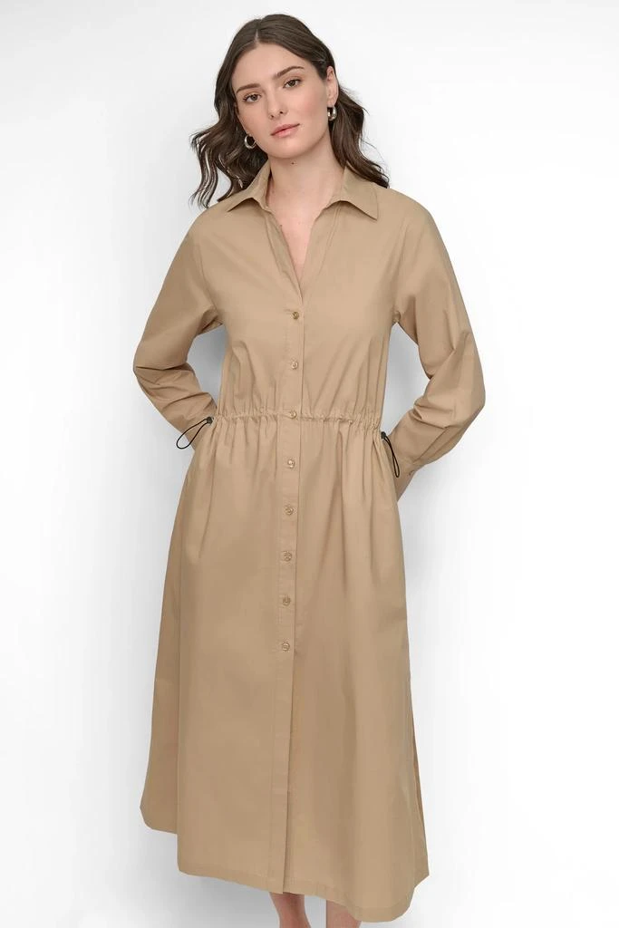 DKNY POPLIN LONG SLEEVE SHIRT DRESS WITH ADJUSTABLE WAIST 4