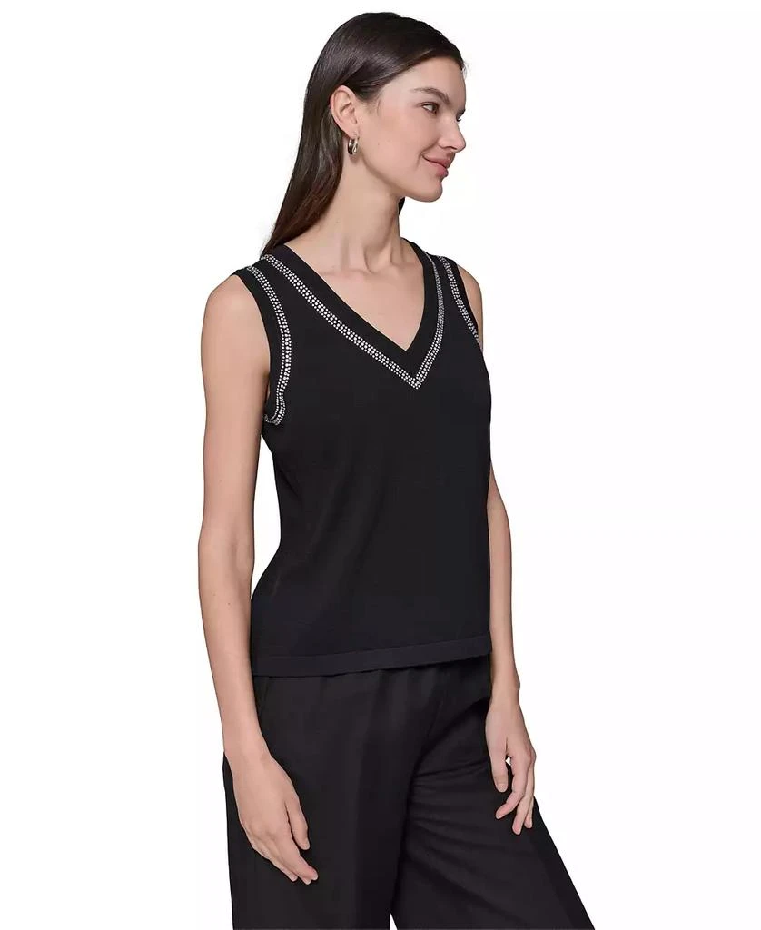 Karl Lagerfeld Paris Women's Embellished V-Neck Sleeveless Sweater 3