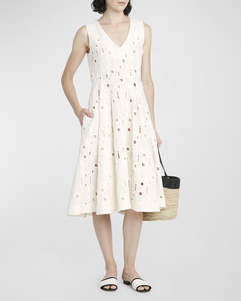 Kiton V-Neck Sengale Lace Sleeveless Dress