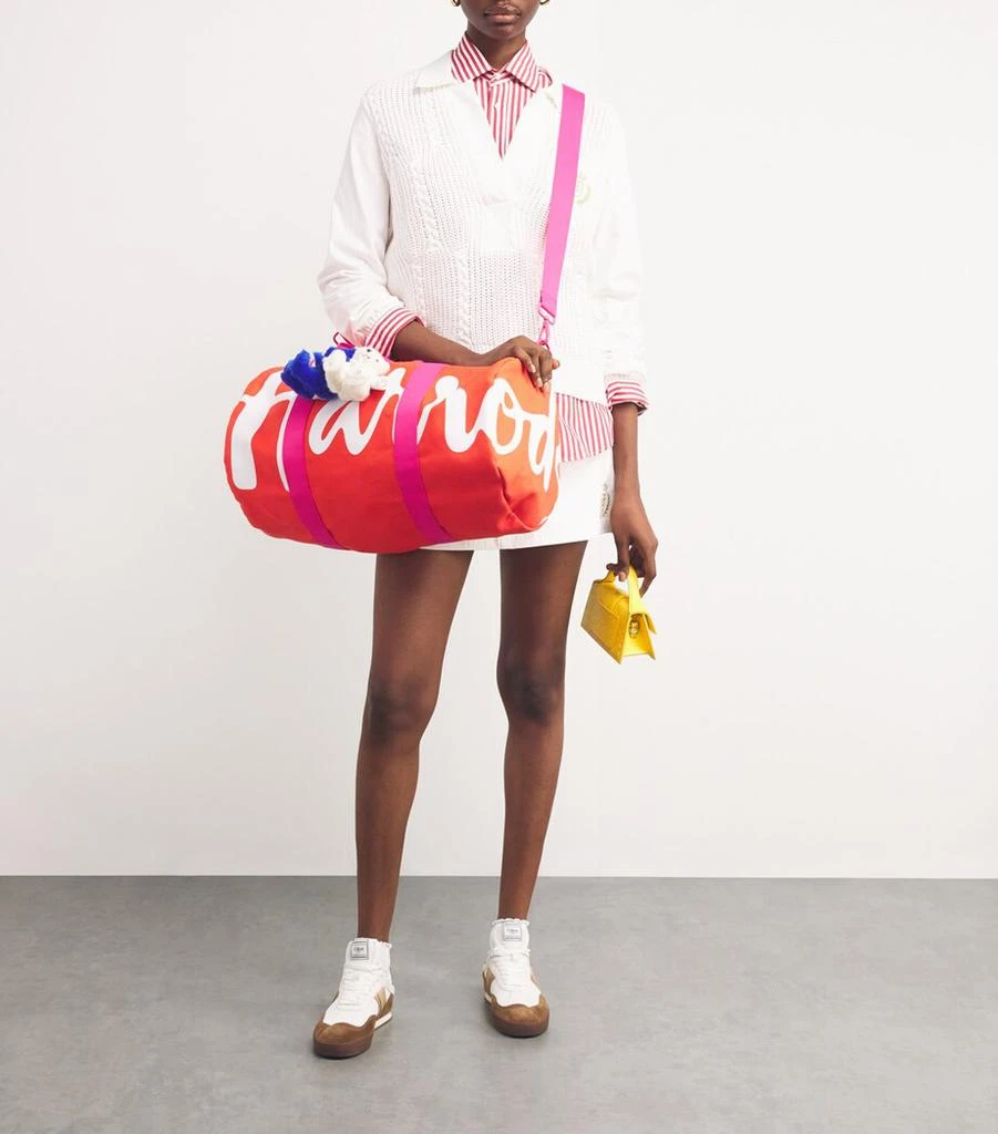Harrods Cotton Logo Barrel Bag 5