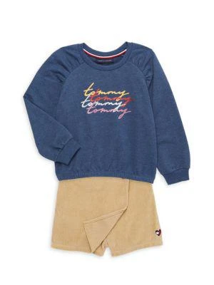 Tommy Hilfiger Little Girl’s 2-Piece Sweatshirt & Corduroy Skort Set 1