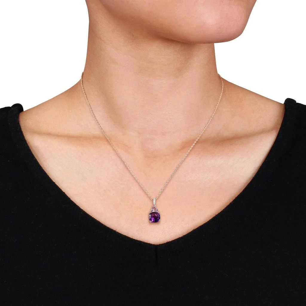 Mimi & Max 2 1/7ct TGW African Amethyst Rose de France and Diamond Accent Heart Necklace in Rose Silver 2