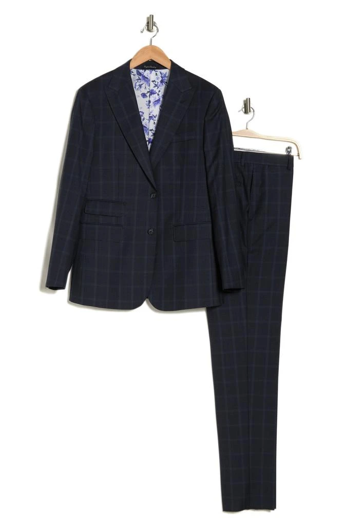 English Laundry Plaid Trim Fit Wool Blend Two-Piece Suit 3
