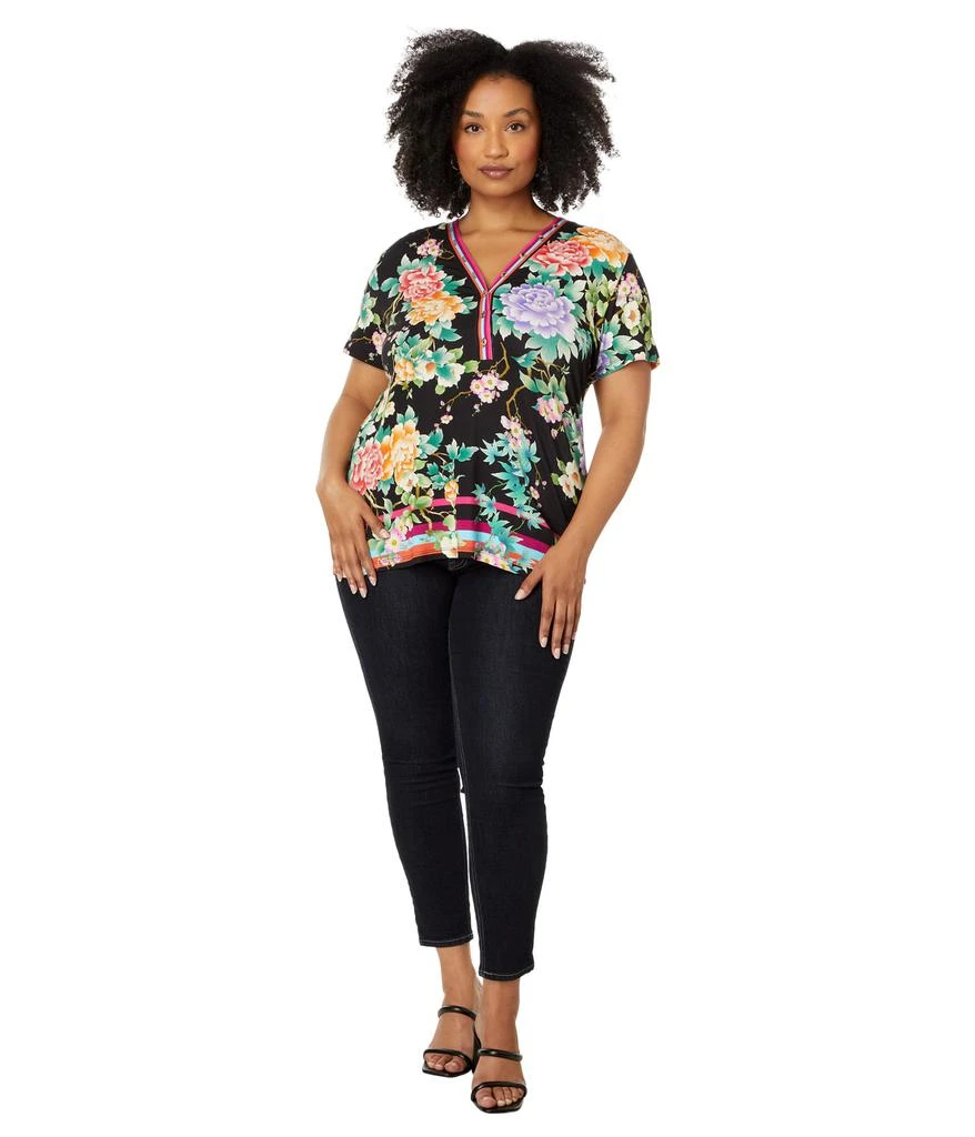 Johnny Was The Janie Favorite Button Neck Tee- Le Jardin 4