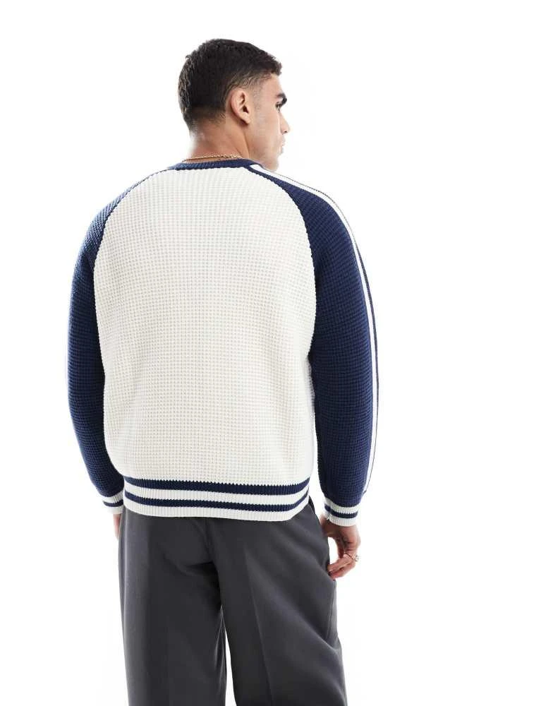 Bershka Bershka retro sports knitted jumper in ecru 3