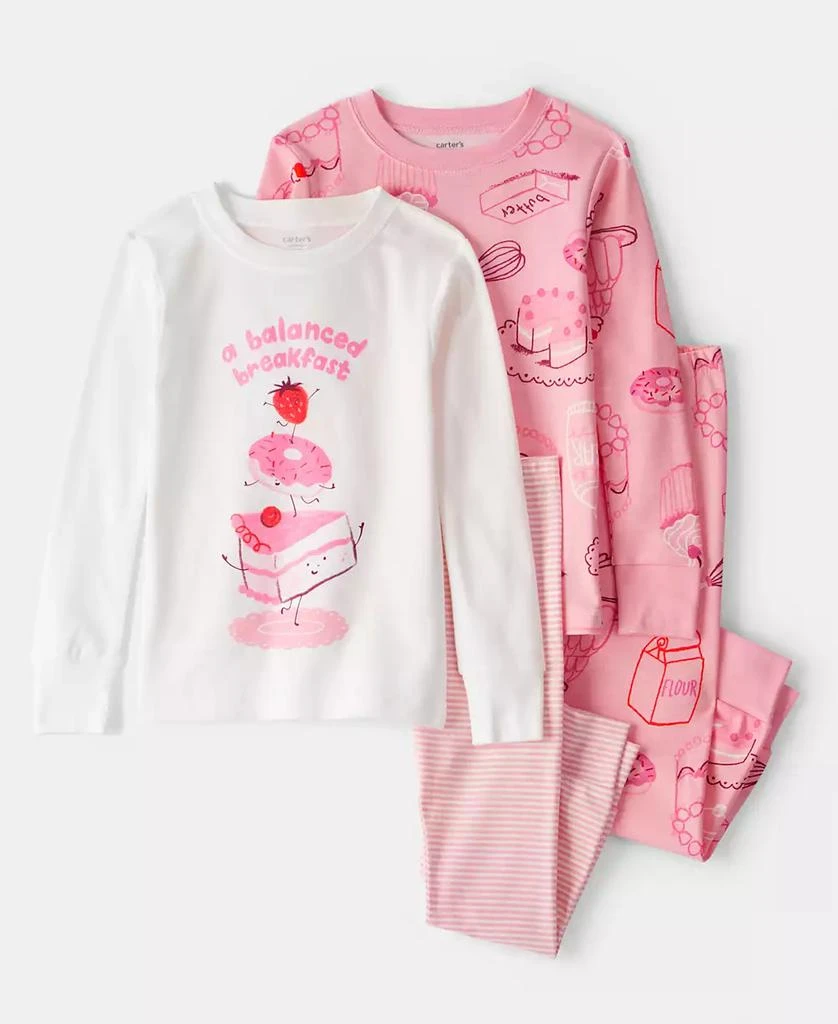 Carter
s Girls
 Toddler 2T-5T Desserts Snug Fit Long-Sleeve Top and Pants, 4-Piece Pajama Set