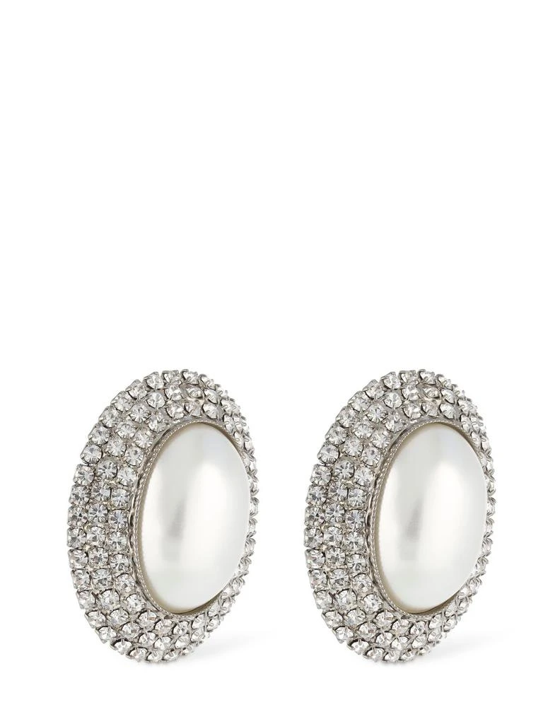 ALESSANDRA RICH Oval Crystal & Faux Pearl Earrings 2