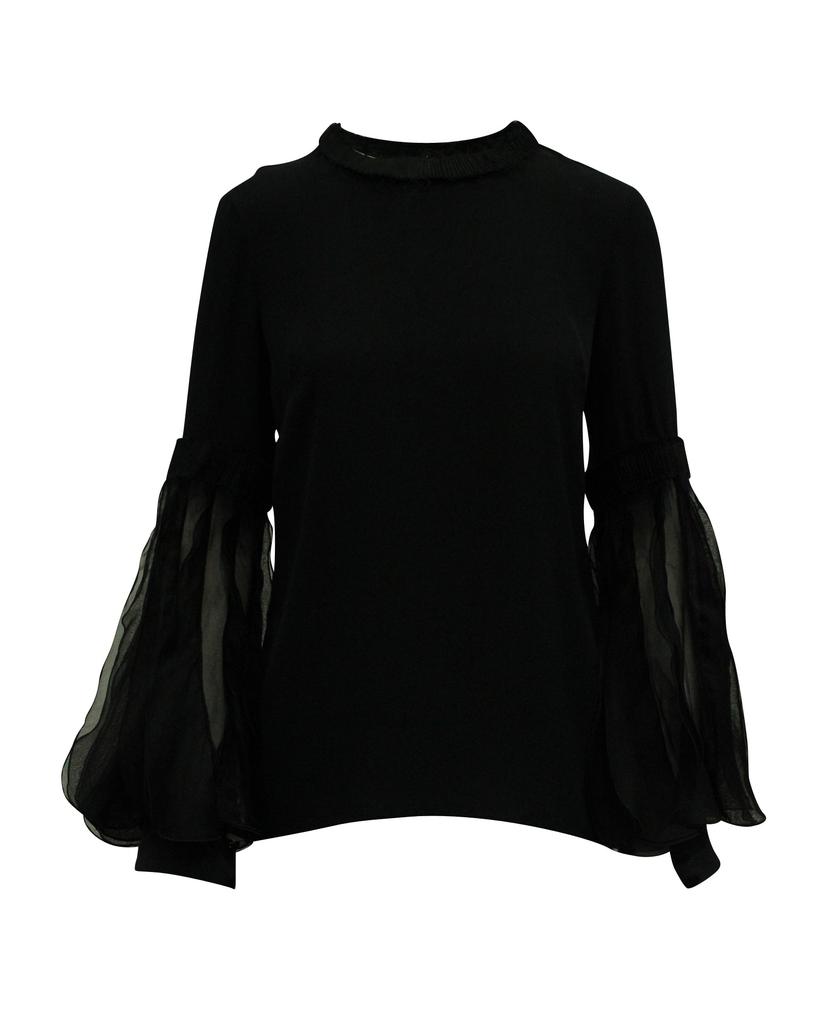 Andrew Gn Andrew Gn Bell Sleeves Blouse in Black Silk