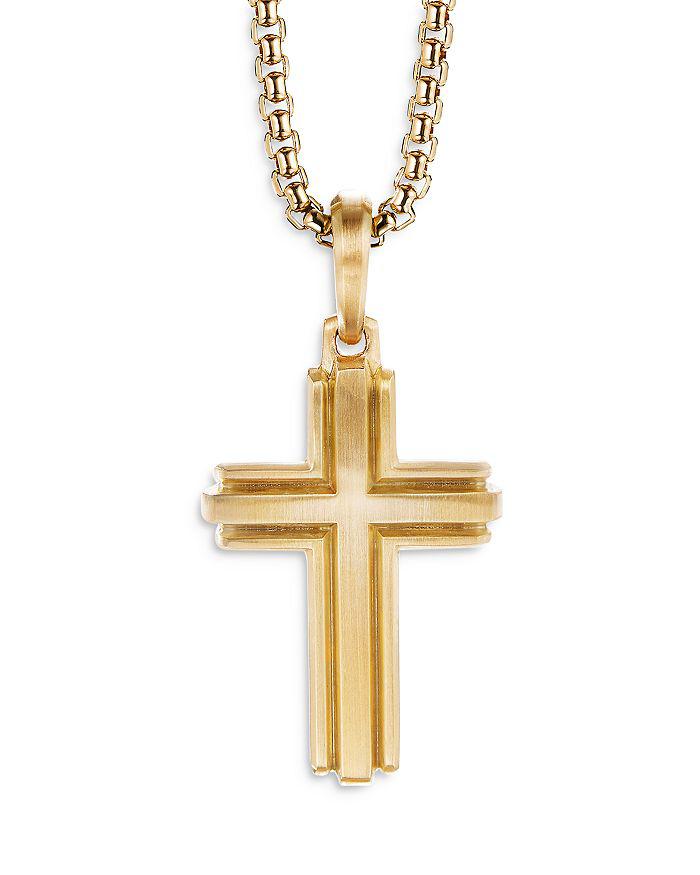 David Yurman Men's Deco Cross Pendant in 18K Yellow Gold, 34mm