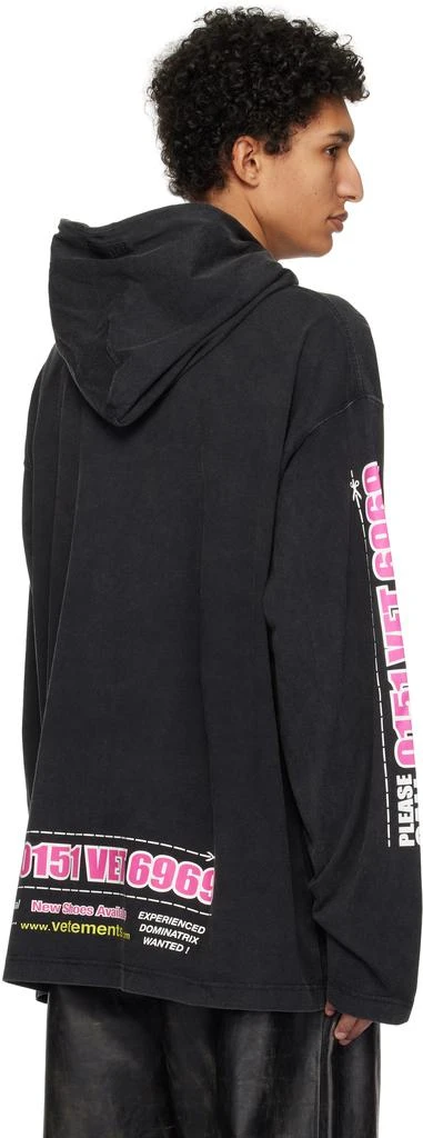 Vetements Black Jersey 'Dominatrix Hotline' Hoodie 3