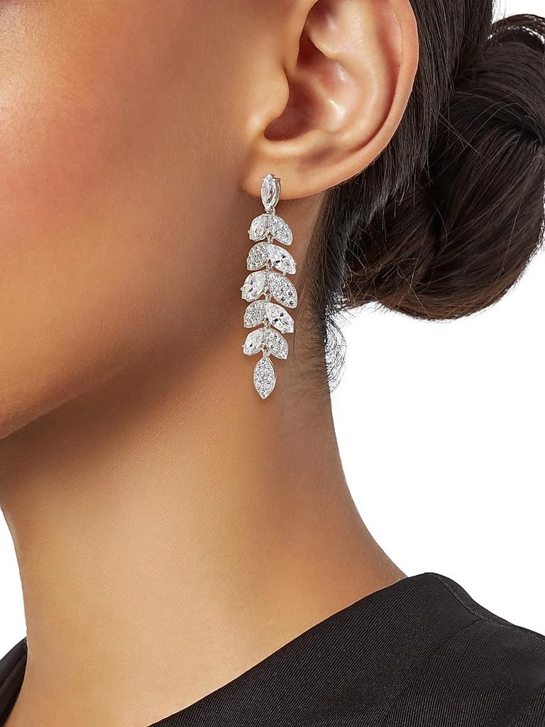 Adriana Orsini Ear Candy Rhodium-Plated & Cubic Zirconia Leaf Drop Earrings 2