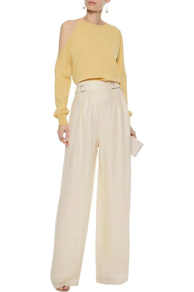 Zimmermann Crochet-trimmed silk and linen-blend wide-leg pants 2