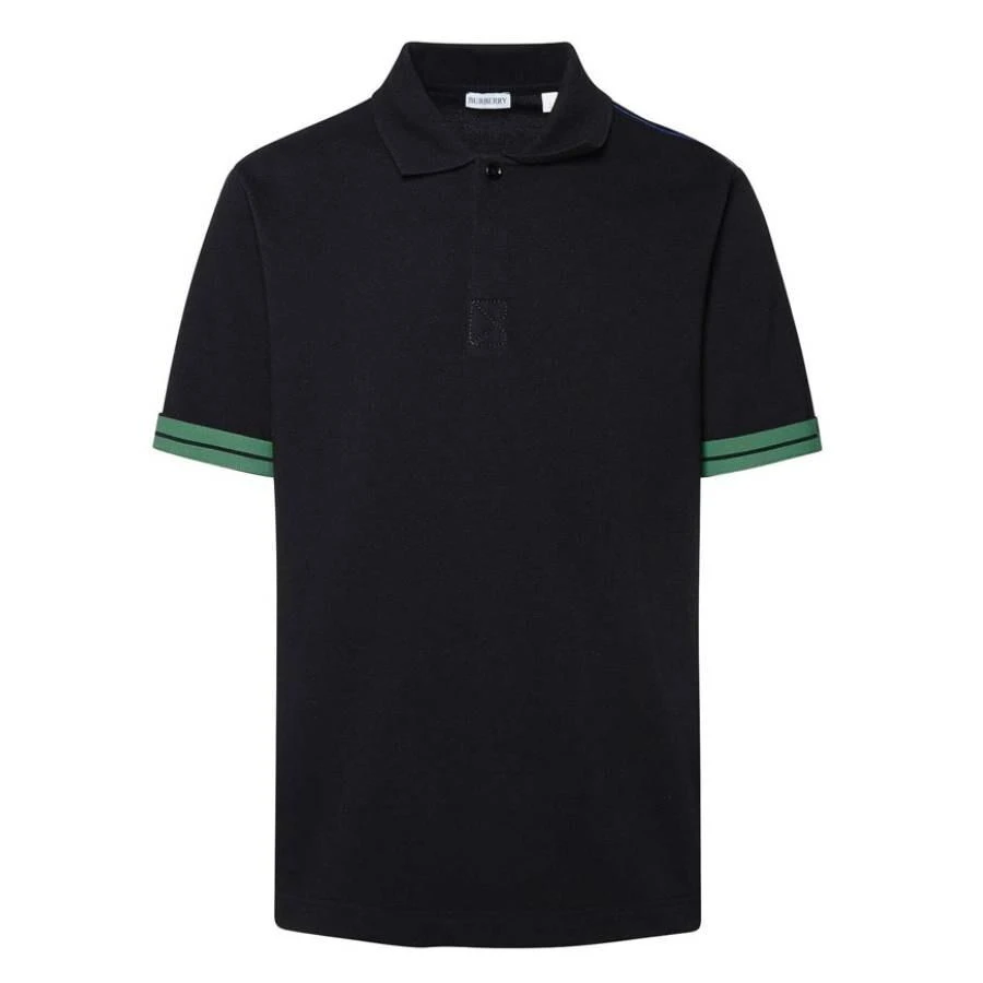 Burberry Striped-Cuffs Short Sleeved Cotton Polo Shirt