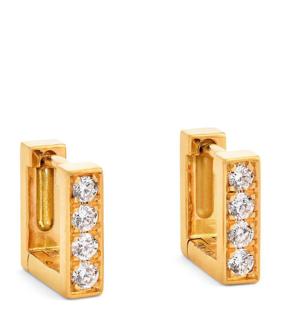 Azlee Yellow Gold and Diamond Mosaic Hoop Earrings