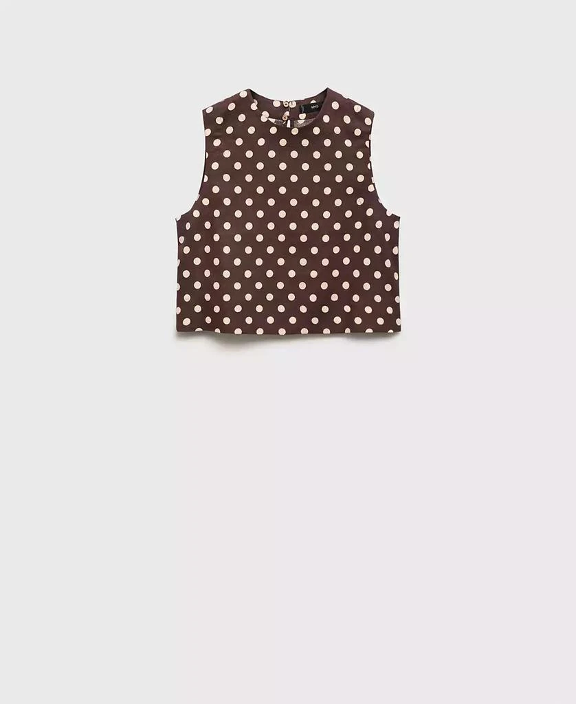 Mango Women's Polka-Dot Linen Crop Top 6