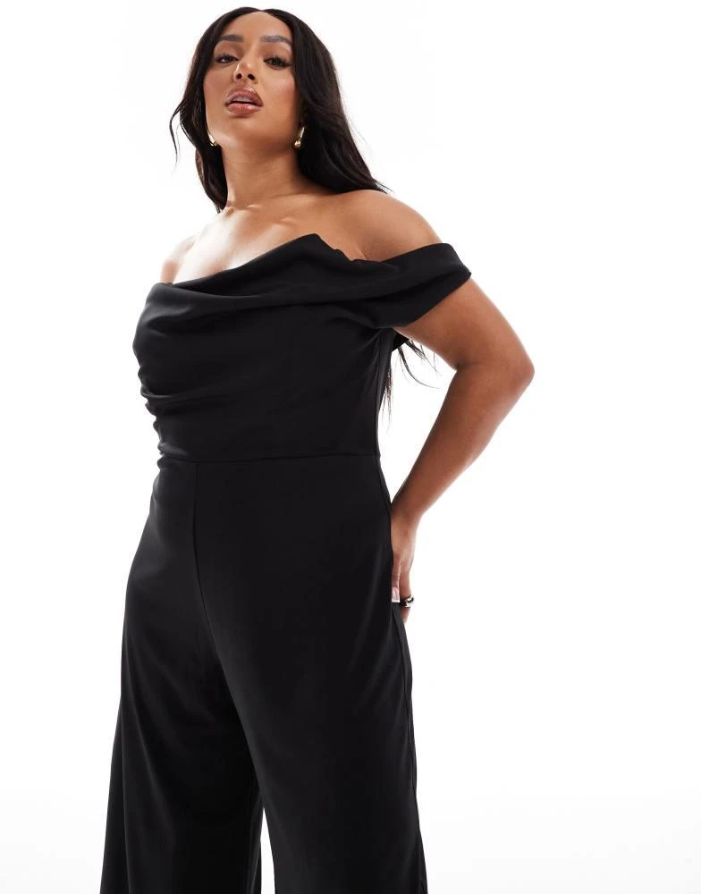 ASOS ASOS DESIGN Curve off shoulder structured neckline jumpsuit in black 4