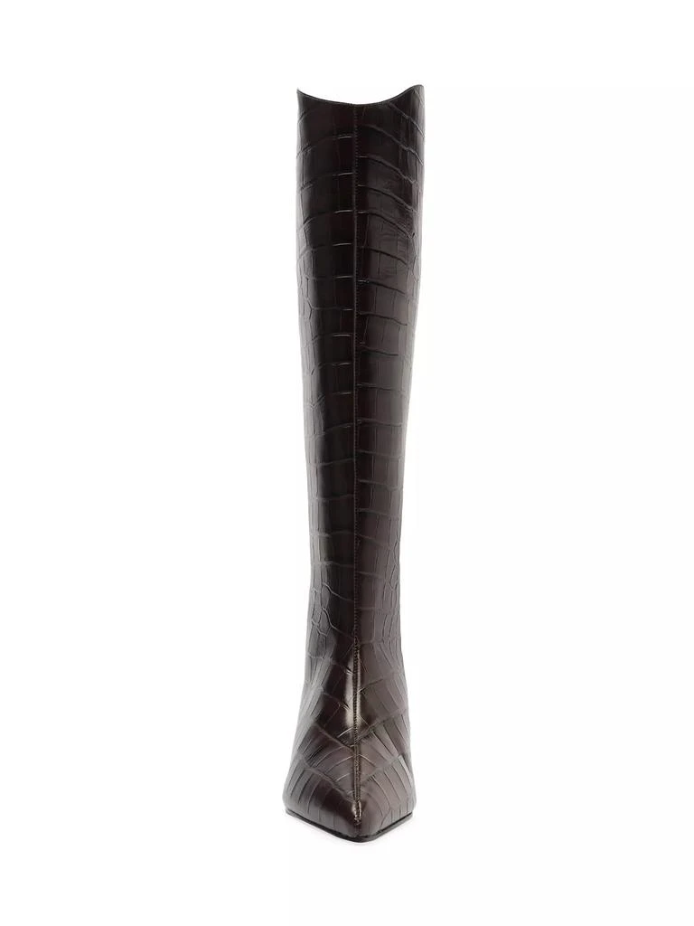 Schutz Maryana 50MM Crocodile-Embossed Leather Wide-Calf Boots 6