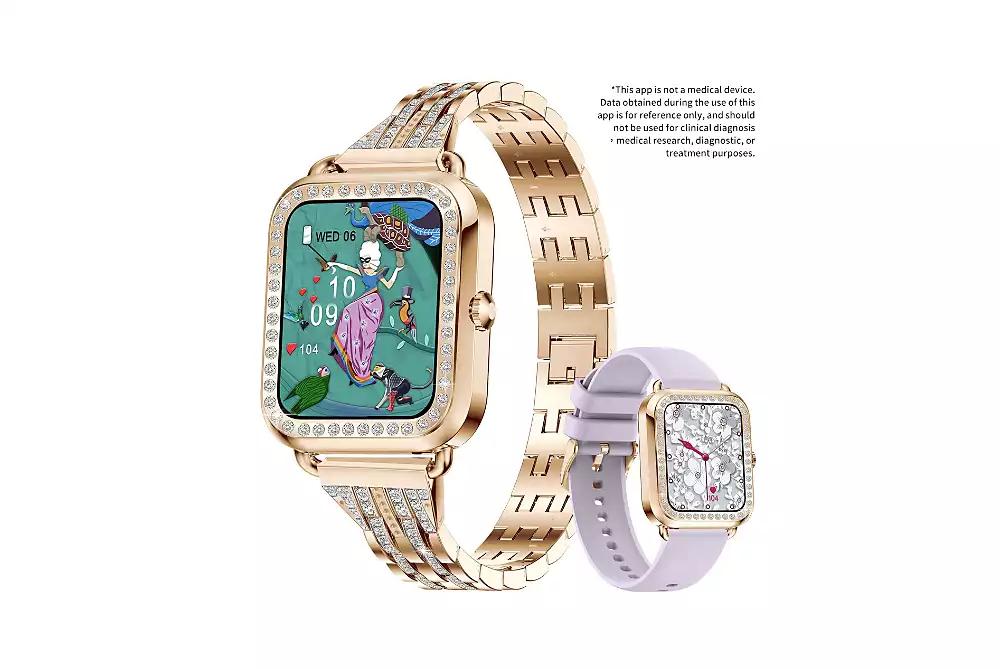 RUXING Smart Watch Bluetooth Call Heart Rate Monitor IP67 Waterproof Fitness Tracker for Men Women -Gold