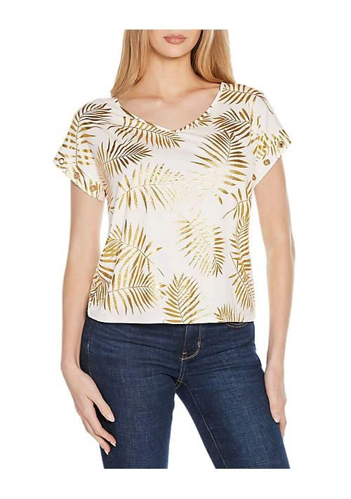 Belldini Foil Print Grommet Trim Top 1