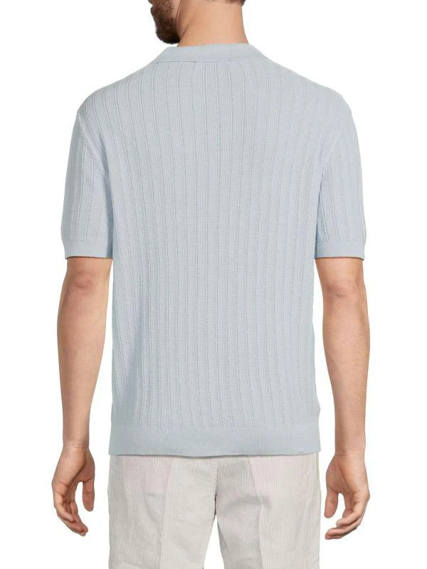 Saks Fifth Avenue Linen Blend Johnny Collar Textured Polo Shirt 2