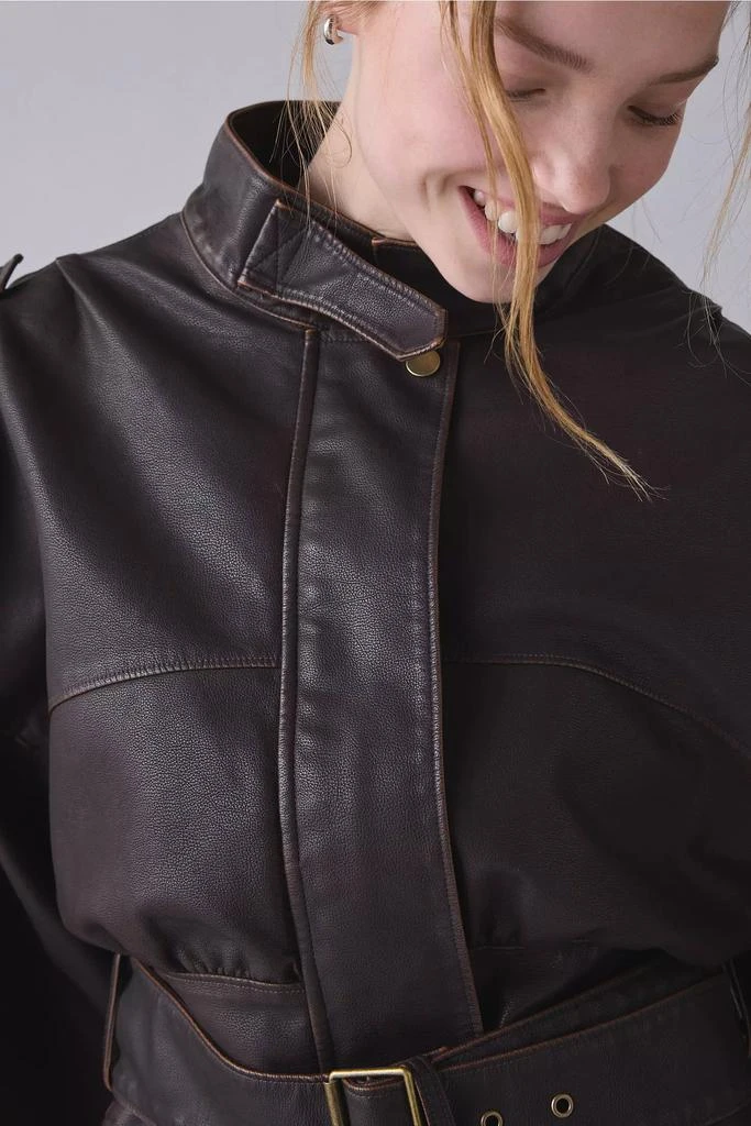 Lioness Lioness Gigi Belted Faux Leather Bomber Jacket 5