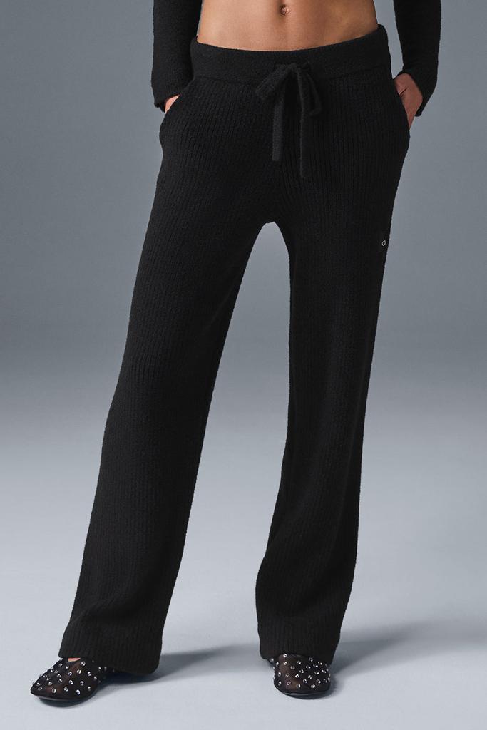 Alo Snuggle Up Sweater High-Waist Wide Leg Pant - Black
