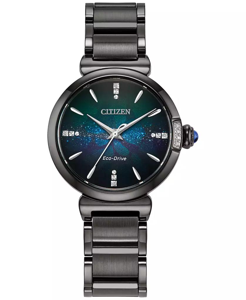 Citizen Eco-Drive Women's L Mae Diamond Accent Gray-Tone Stainless Steel Bracelet Watch 30mm