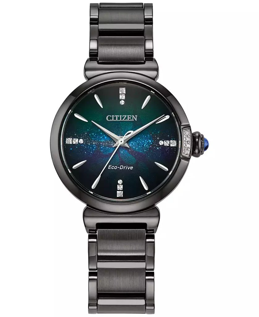 Citizen Eco-Drive Women's L Mae Diamond Accent Gray-Tone Stainless Steel Bracelet Watch 30mm 1