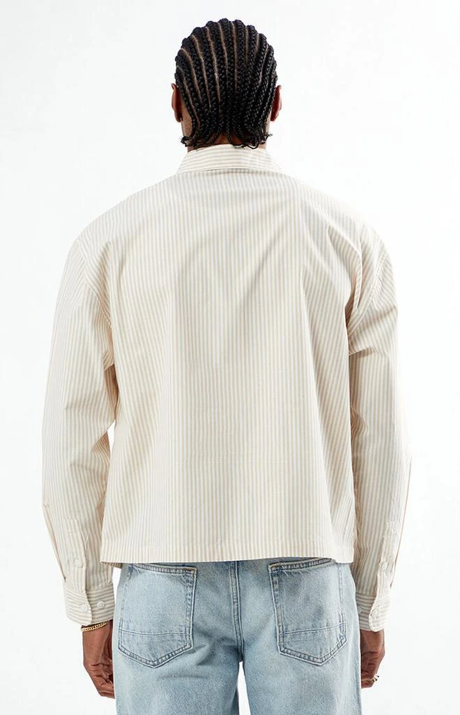PacSun Tan Drew Striped Long Sleeve Button Down Shirt 3